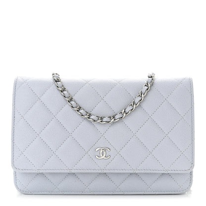 Chanel Caviar Quilted Wallet On Chain WOC Light Grey 1 of 11