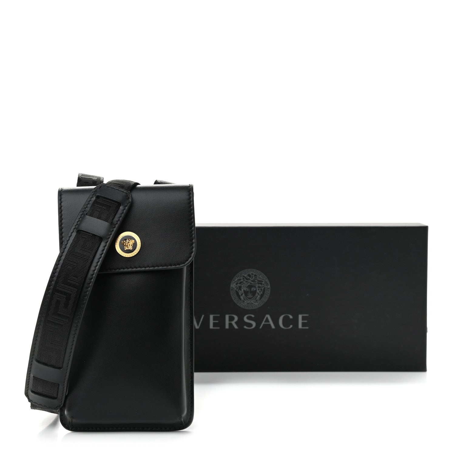 Versace Vitello Medusa Neck Pouch Black 10 of 10