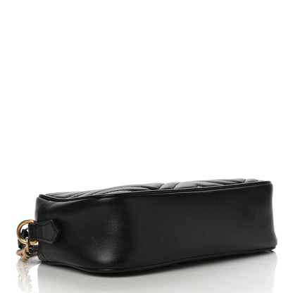 Gucci Calfskin Matelasse Small GG Marmont Chain Shoulder Bag Black 4 of 13