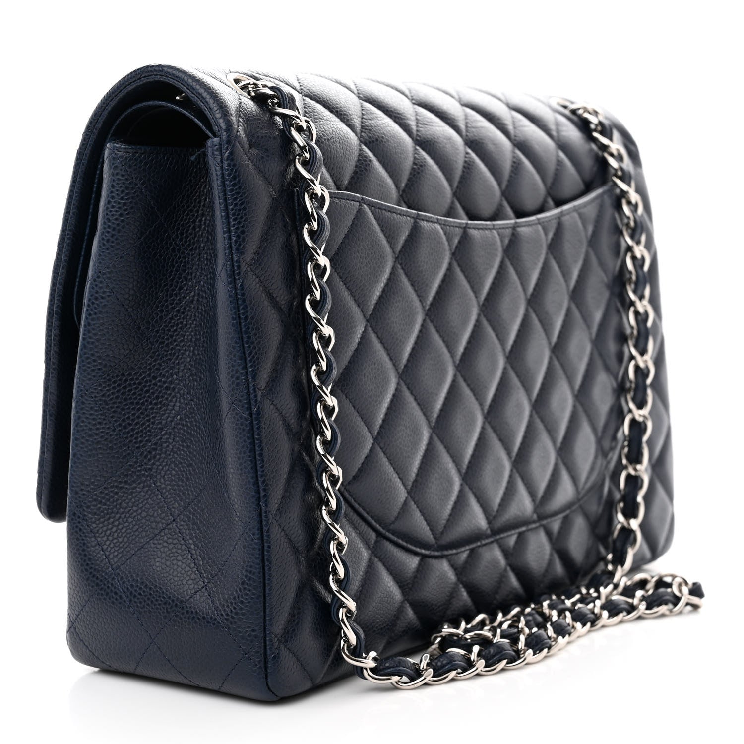 Chanel Caviar Quilted Maxi Double Flap Blue 3 of 13