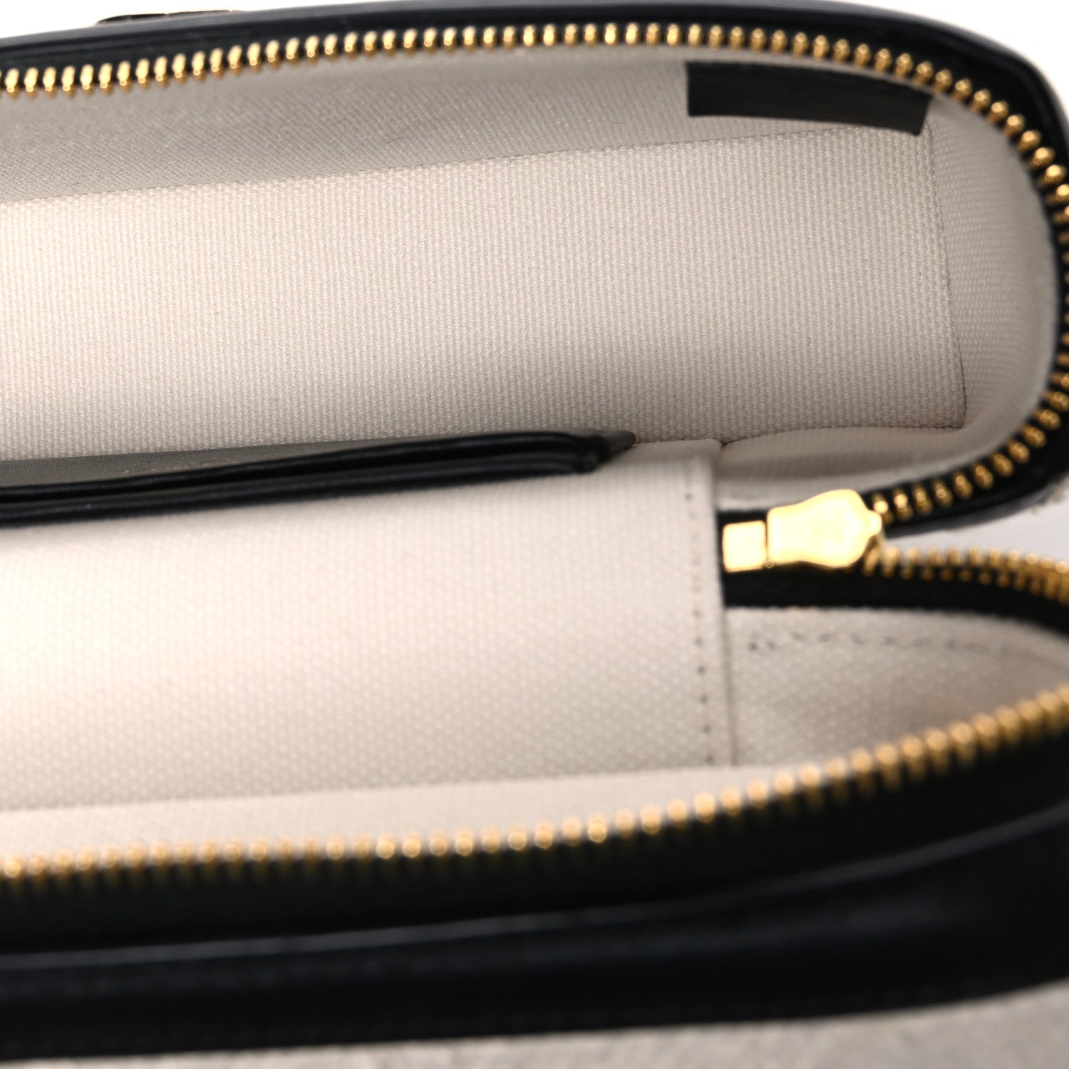 Chanel Boucle Calfskin Top Handle Slim Vanity Case With Chain Ecru Black 4 of 9
