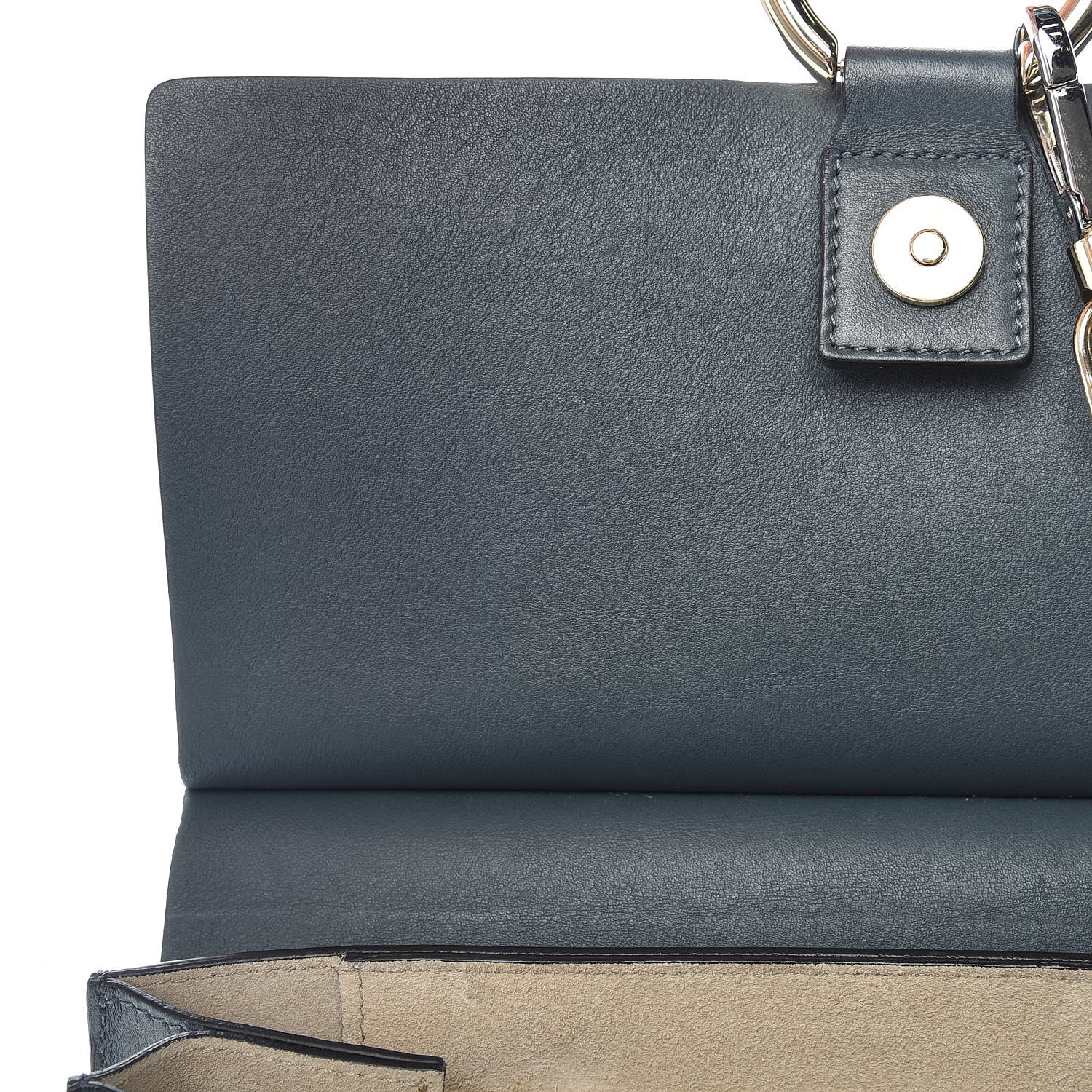 Chloe Suede Calfskin Medium Faye Shoulder Bag Silver Blue 10 of 16