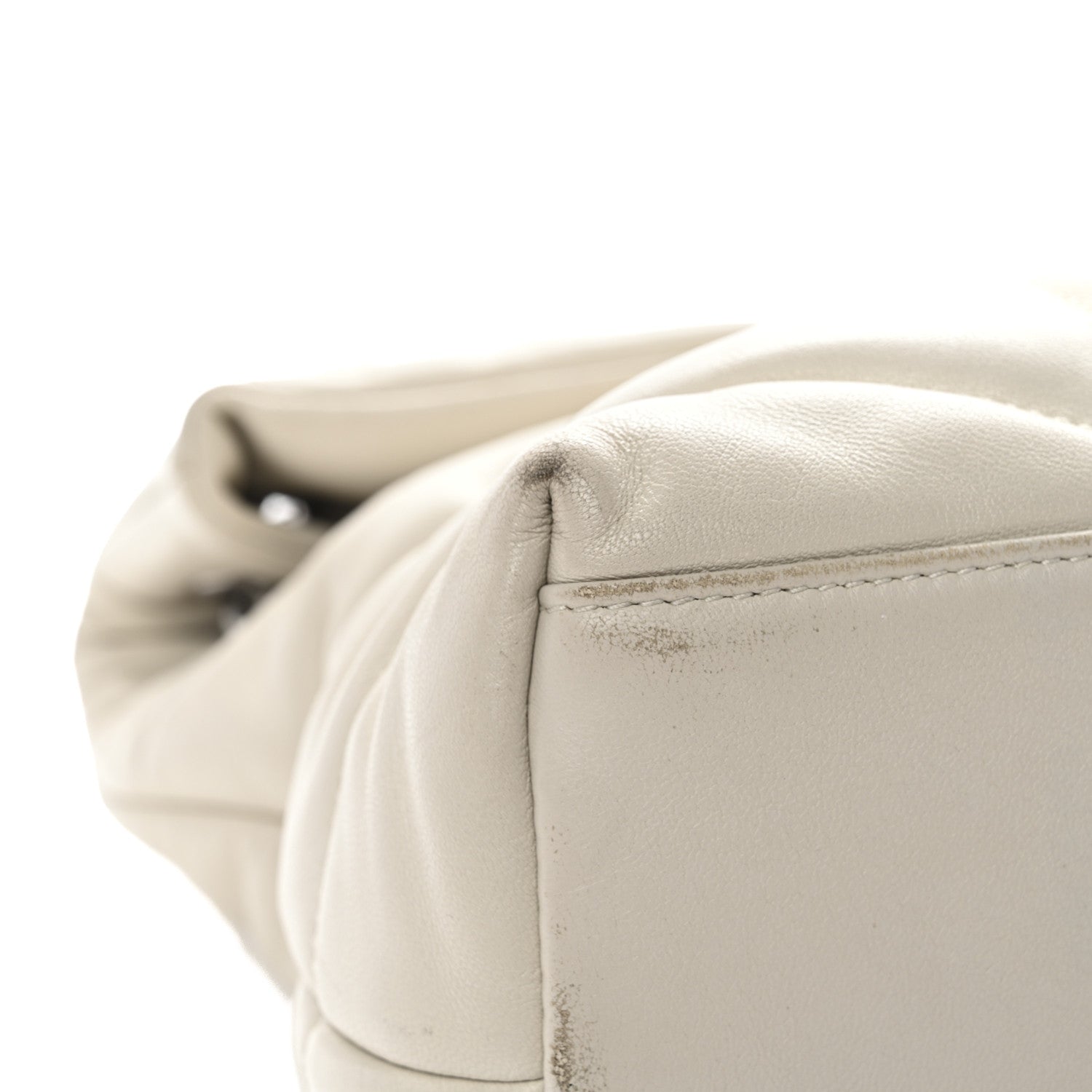 Saint Laurent Lambskin Quilted Medium Loulou Puffer Monogram Chain Satchel Crema Soft 11 of 14