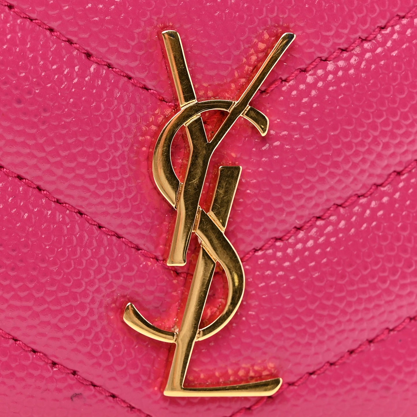 Grain De Poudre Matelasse Chevron Monogram Credit Card Case Fresh Fuxia