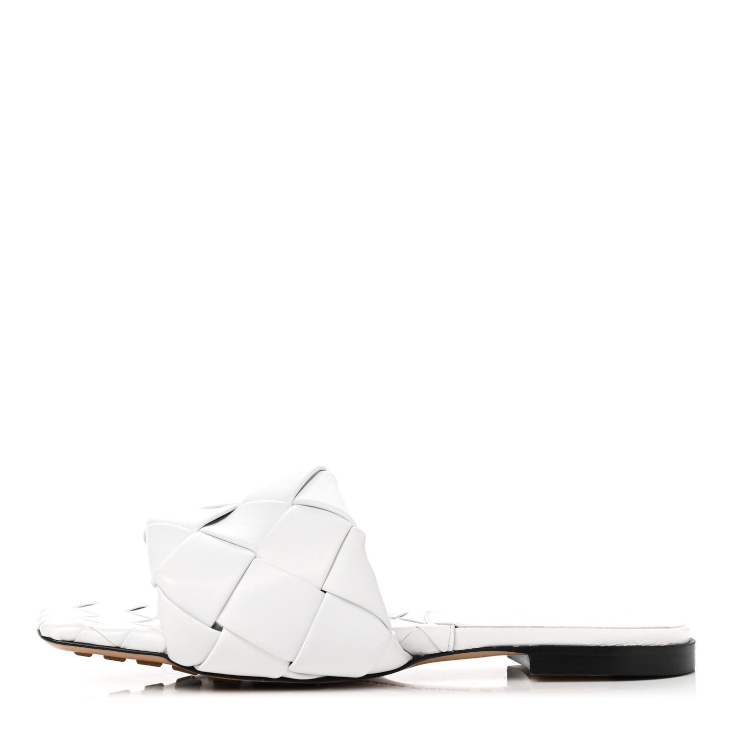 Nappa Maxi Intrecciato Lido Flat Sandals 38 Optic White