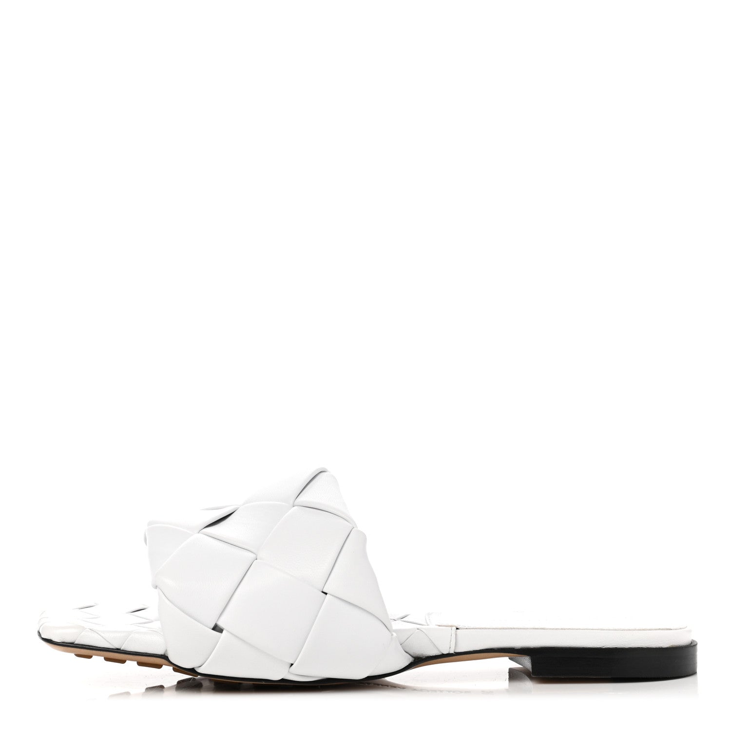 Bottega Veneta Nappa Maxi Intrecciato Lido Flat Sandals 38 Optic White 1 of 11