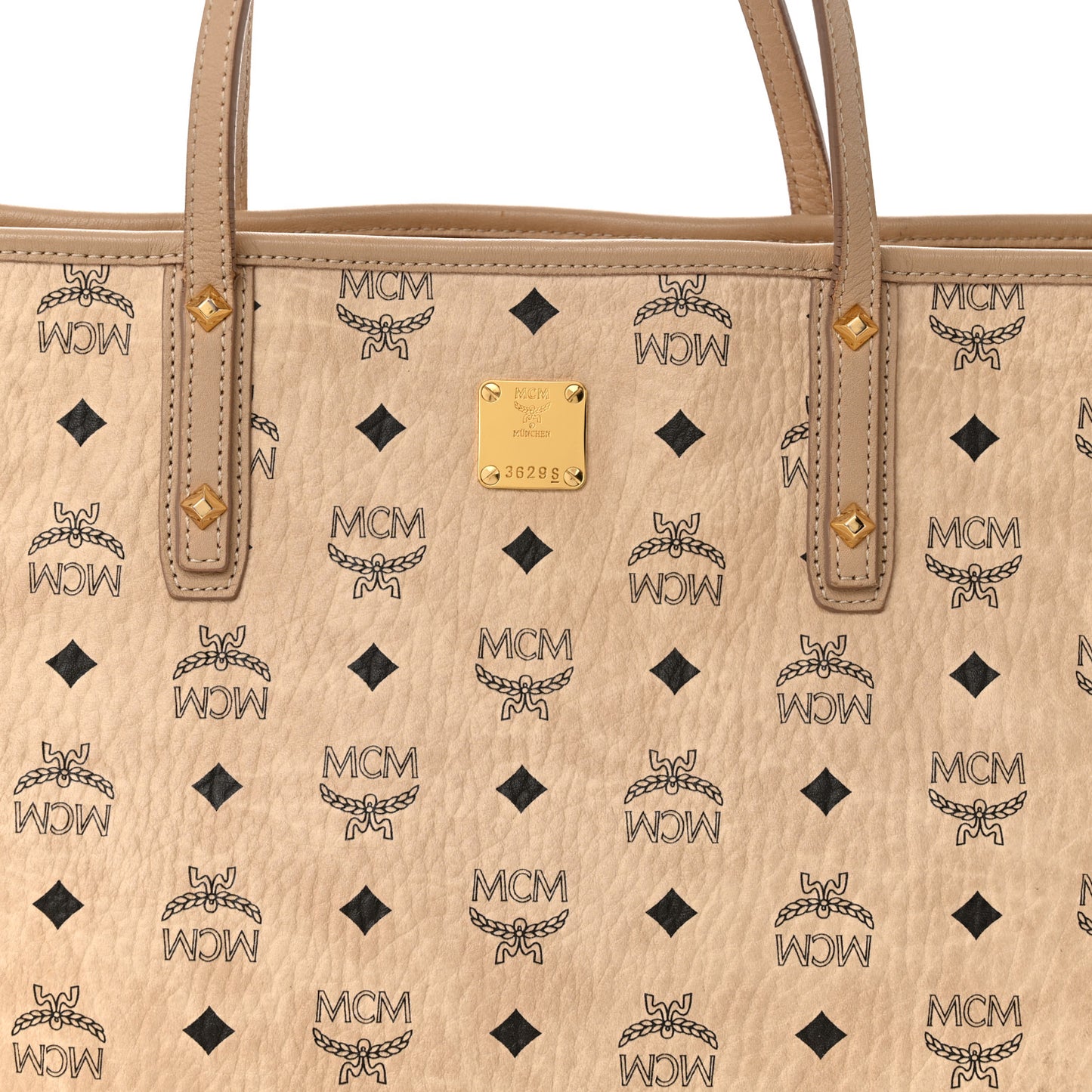 Visetos Medium Top Zip Shopper Tote Beige