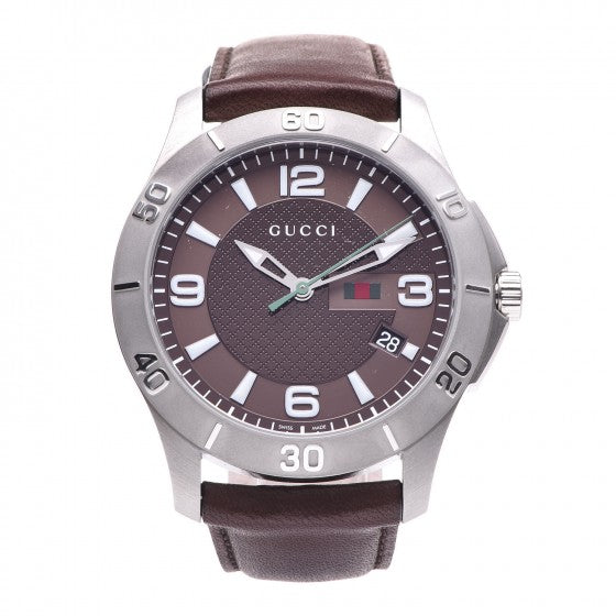Gucci Stainless Steel Calfskin 46mm G-Timeless Quartz Watch Brown 1 of 7