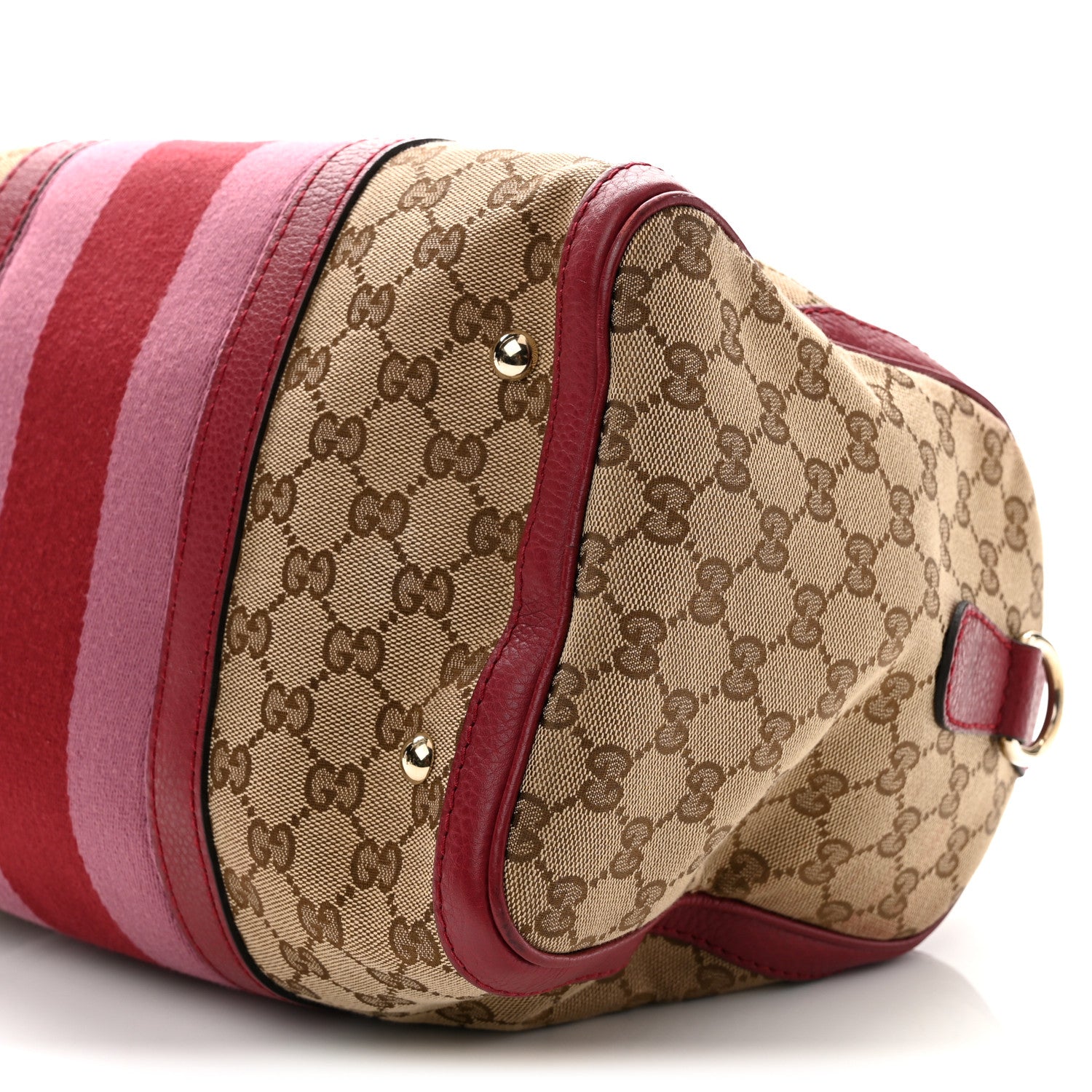 Gucci Monogram Cellarius Calfskin Vintage Web Medium Boston  Beige Ebony Soft Burgundy Peonia Flower 10 of 12