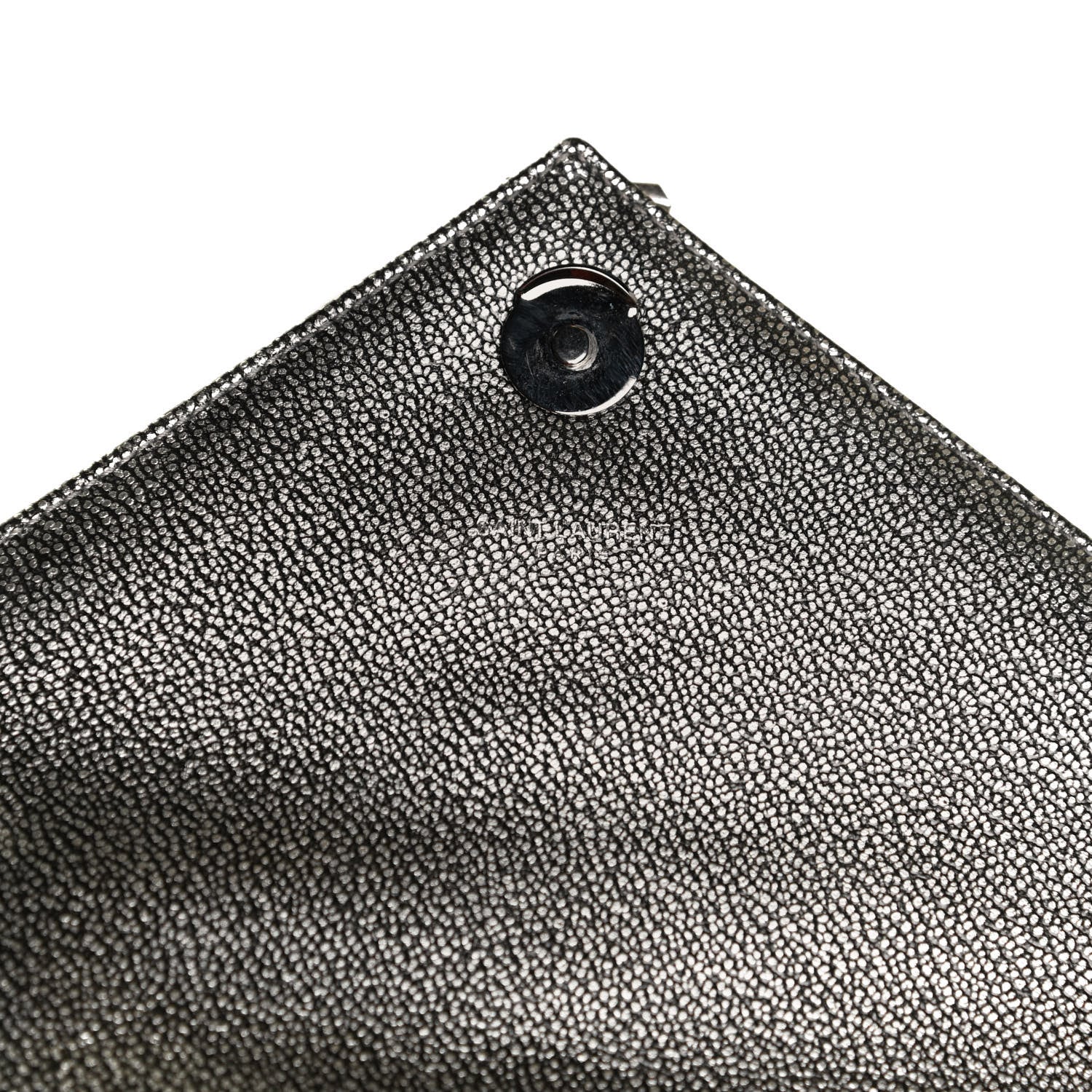Saint Laurent Metallic Grain De Poudre Matelasse Chevron Monogram Medium College Bag Gunmetal 7 of 12