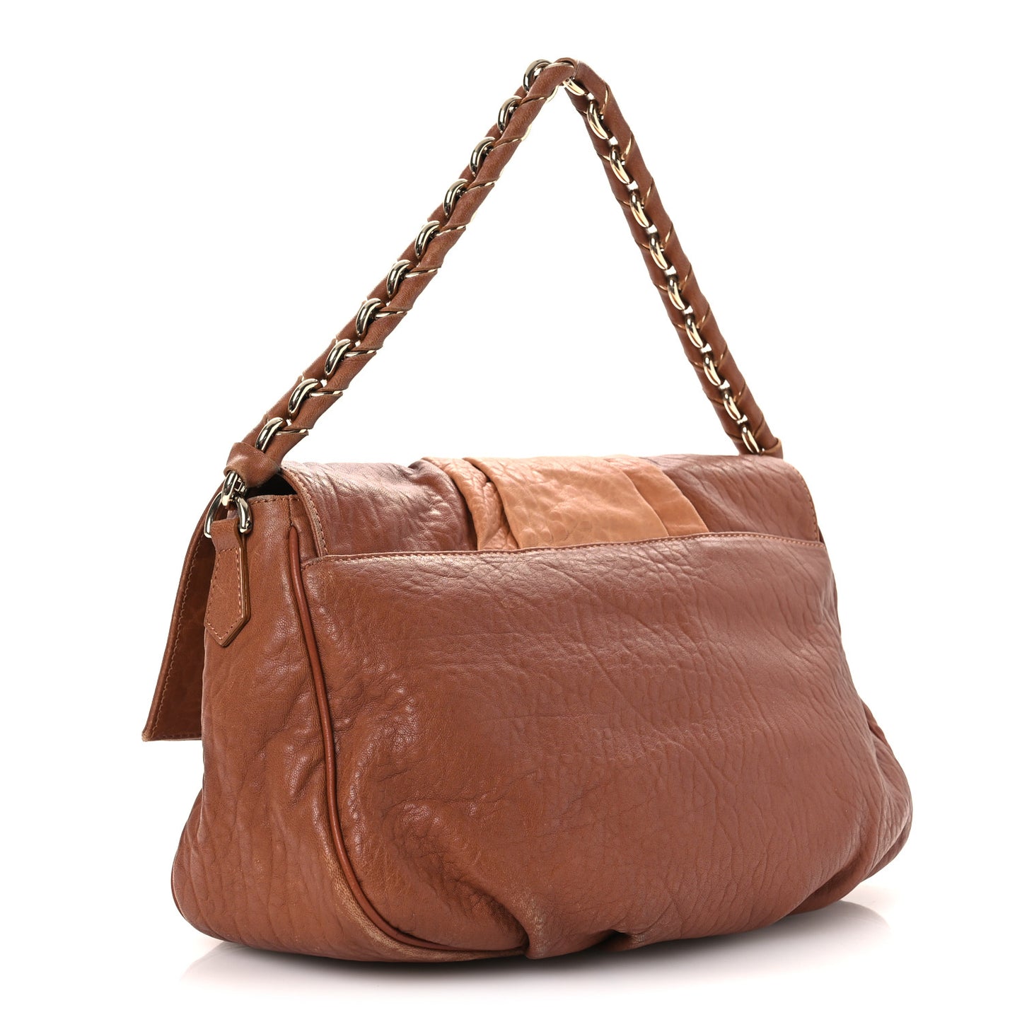 Crinkled Lambskin Mia Shoulder Flap Camel