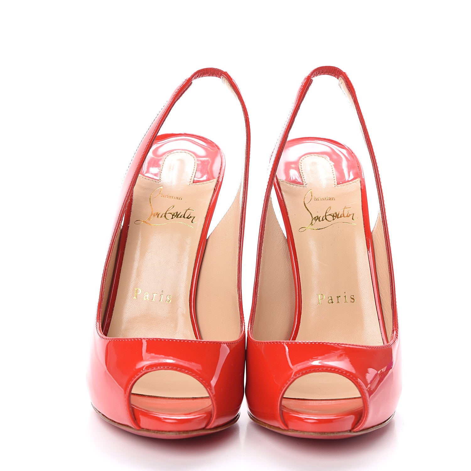 Christian Louboutin Patent Flo Sling 120 Pumps 37 Corazon 2 of 7