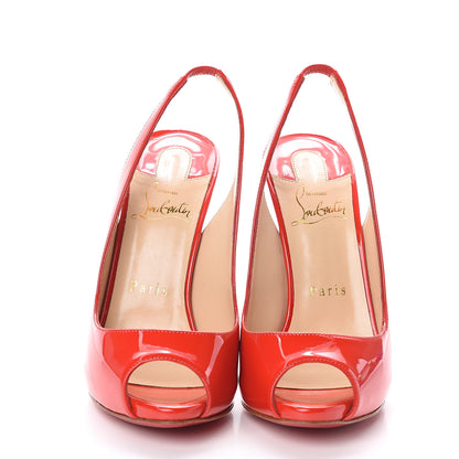 Christian Louboutin Patent Flo Sling 120 Pumps 37 Corazon 2 of 7