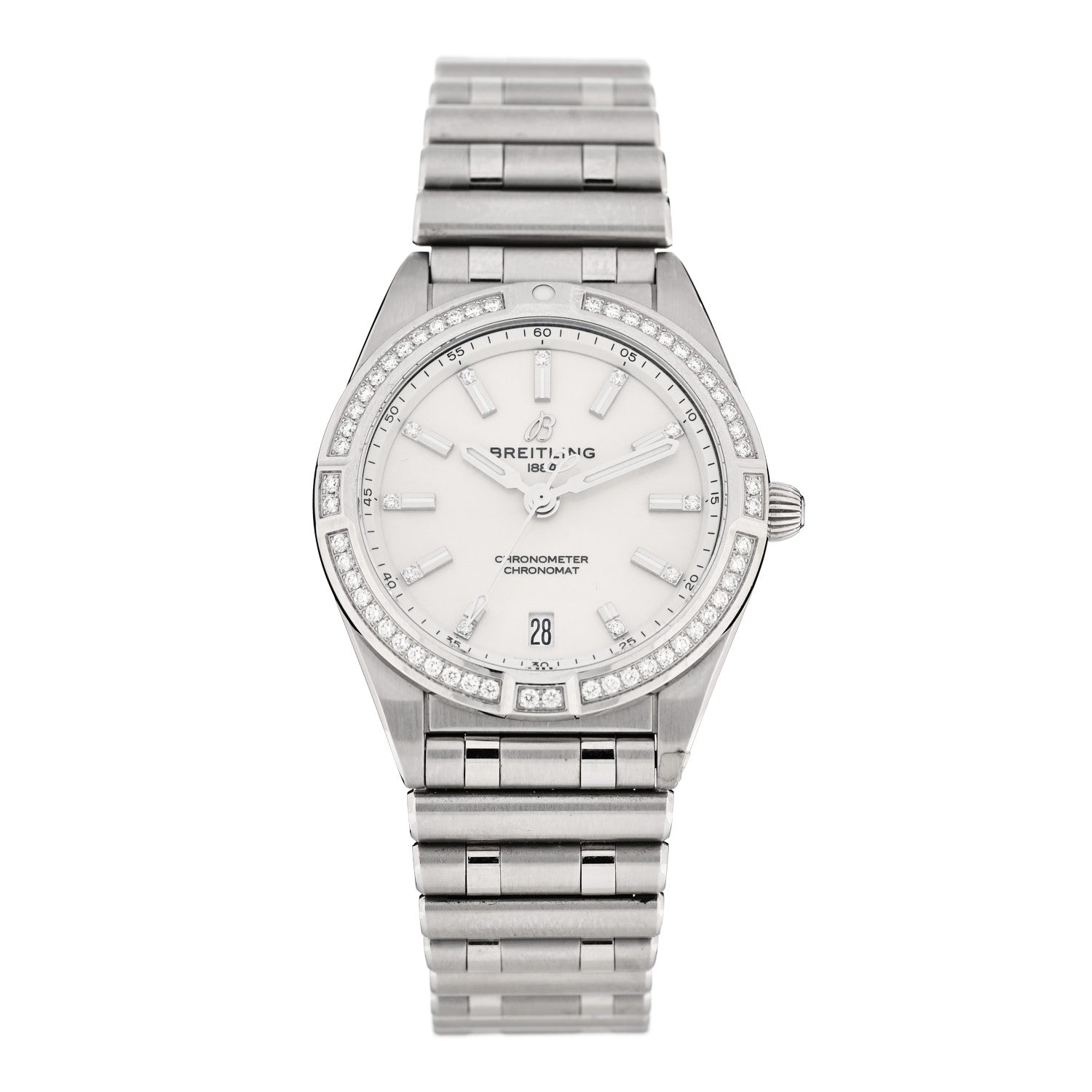 Breitling Stainless Steel Diamond Bezel 32mm Chronomat Quartz Watch Silver A77310591A1A1 1 of 5