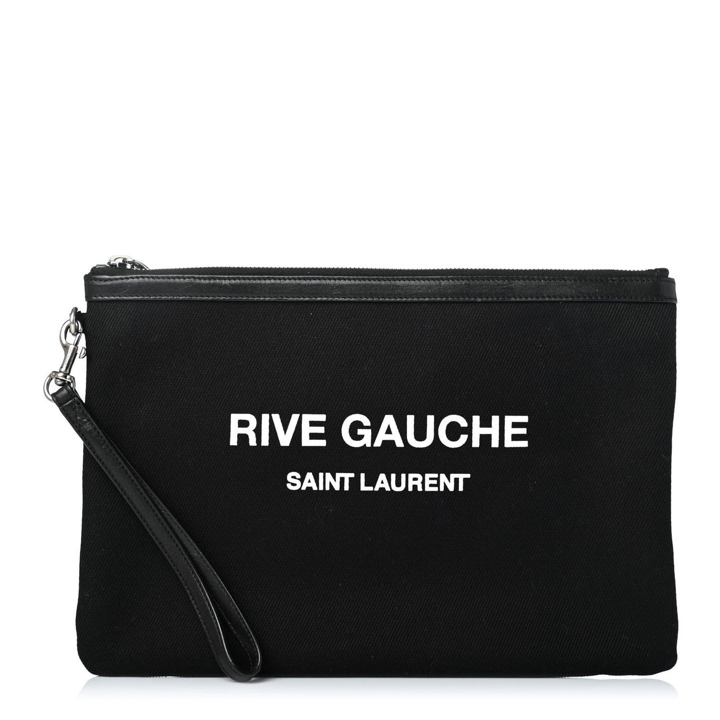 Linen Canvas Rive Gauche Zipped Pouch Black