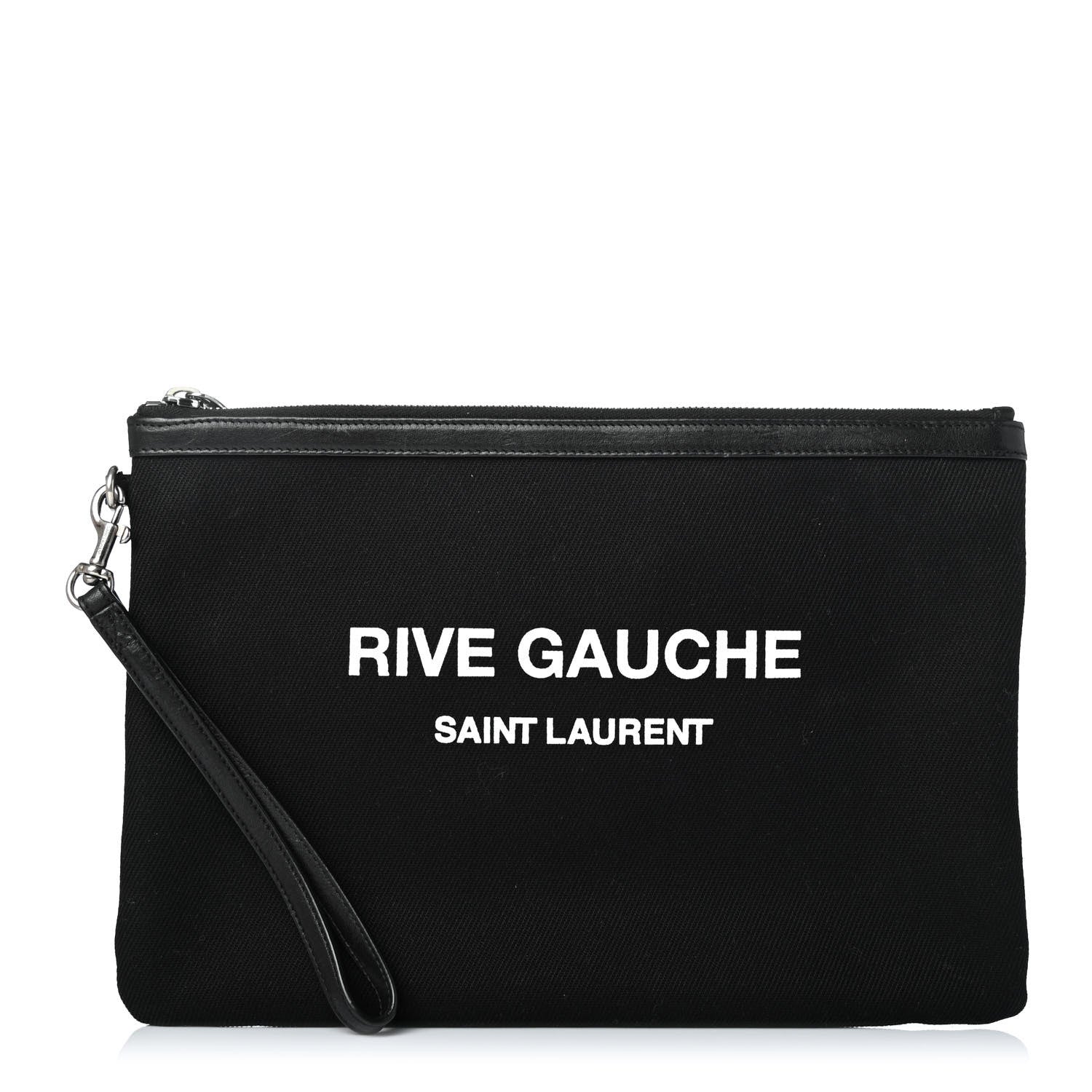 Saint Laurent Linen Canvas Rive Gauche Zipped Pouch Black 1 of 4