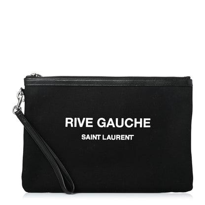 Saint Laurent Linen Canvas Rive Gauche Zipped Pouch Black 1 of 4
