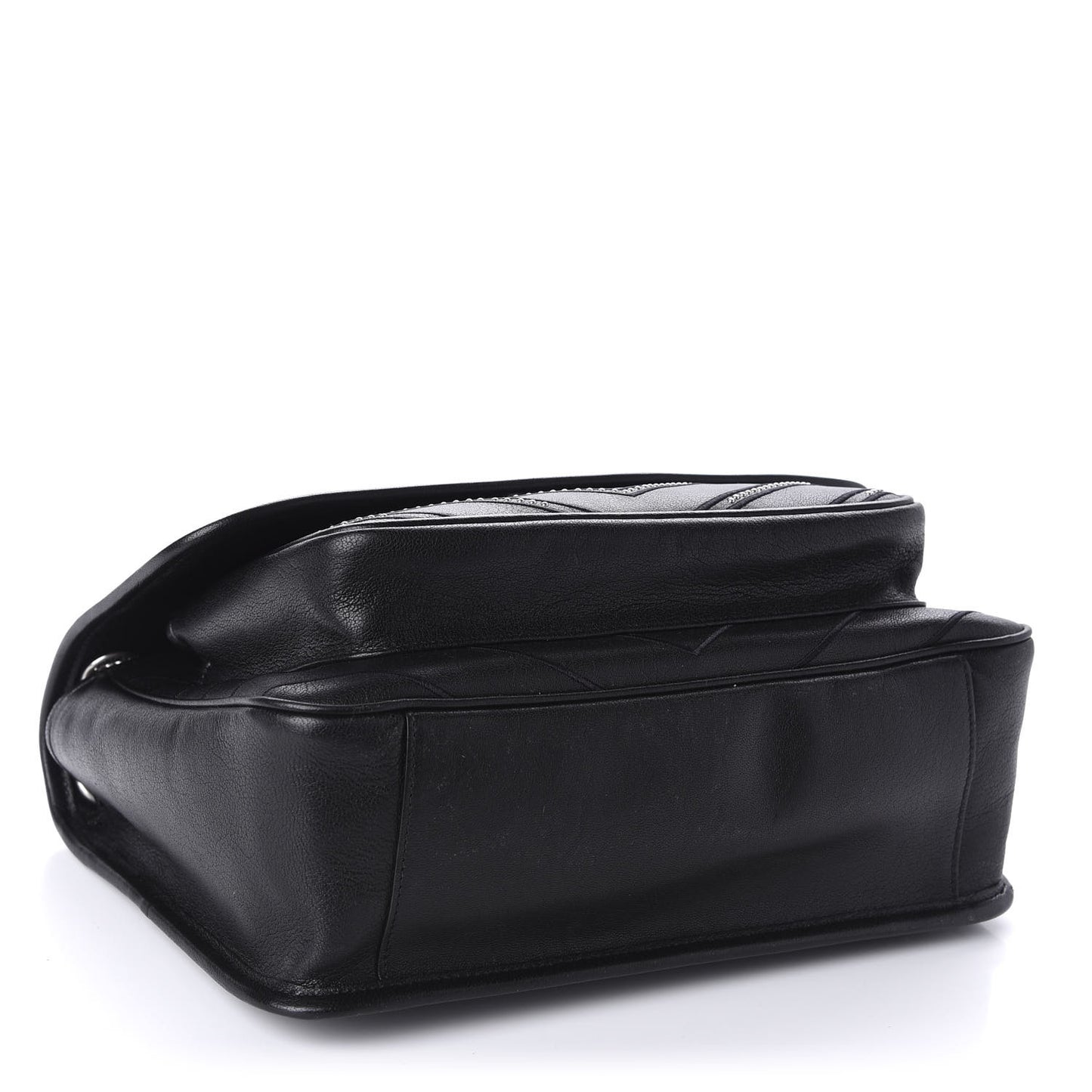 Lambskin Matelasse Monogram Microstud Medium Niki Chain Satchel Black