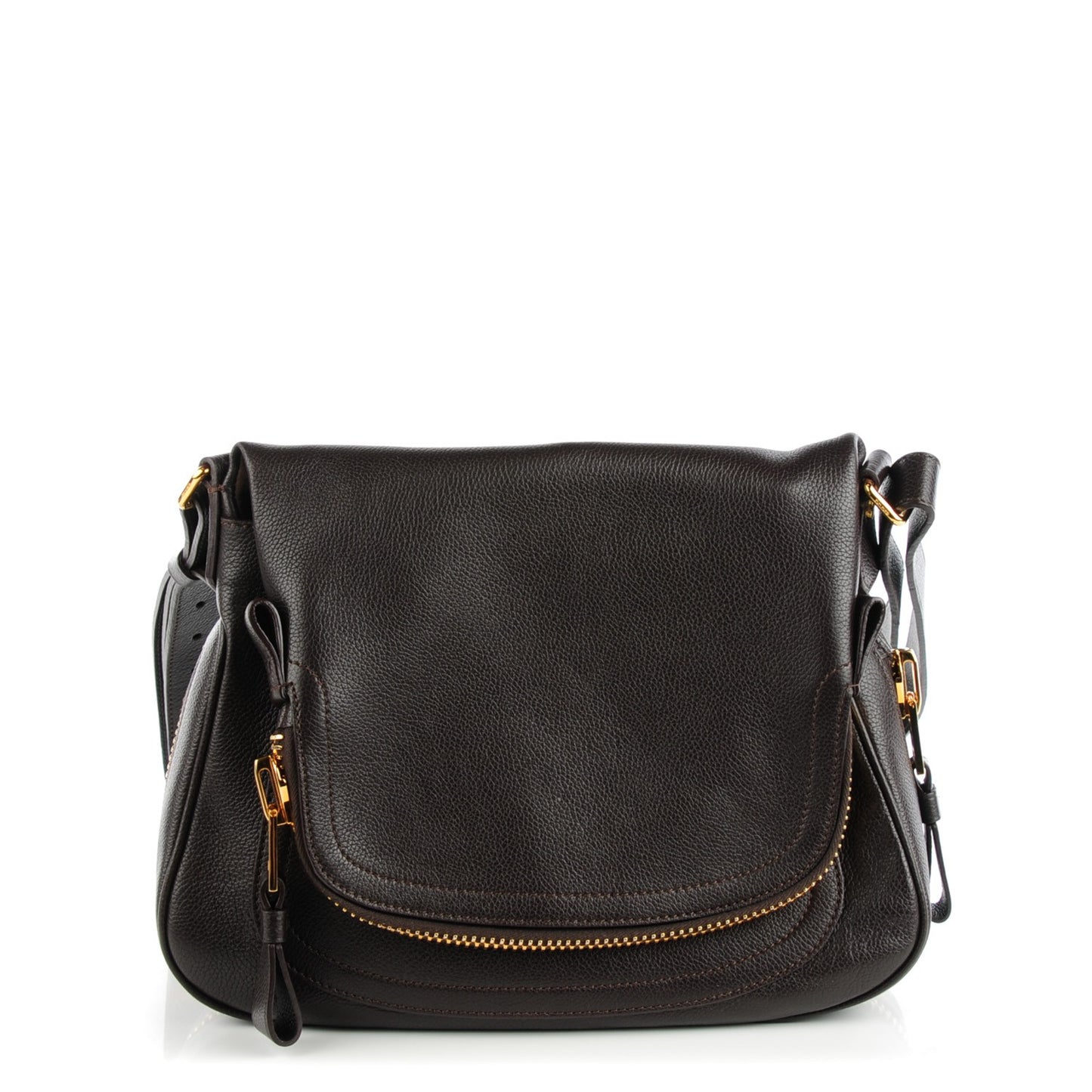 Grained Calfskin Medium Jennifer Crossbody Bag Brown
