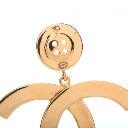 Chanel Metal Large Paris Button Earrings Gold 4 of 5