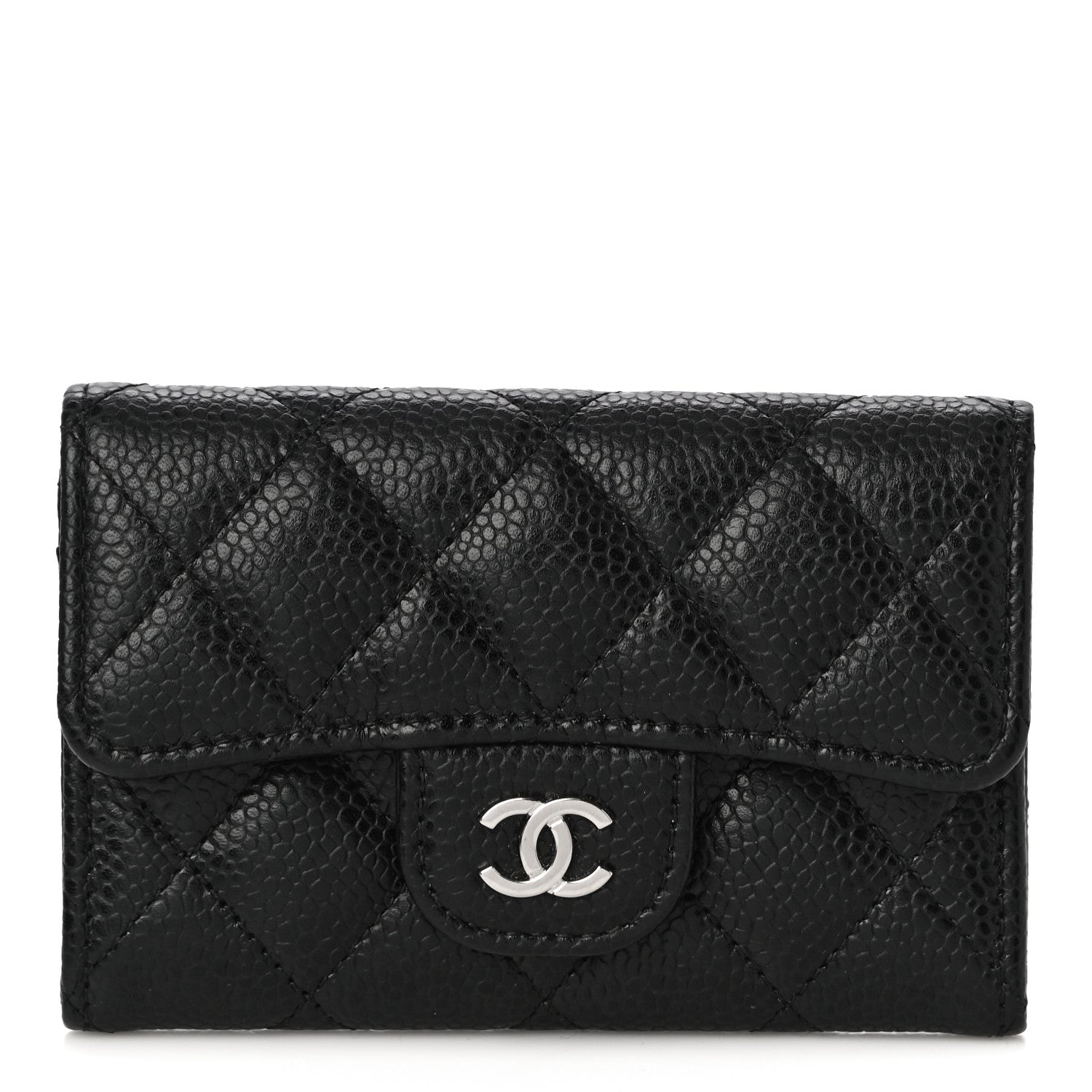 Chanel Caviar Quilted Flap Card Holder Wallet Black 1 of 12