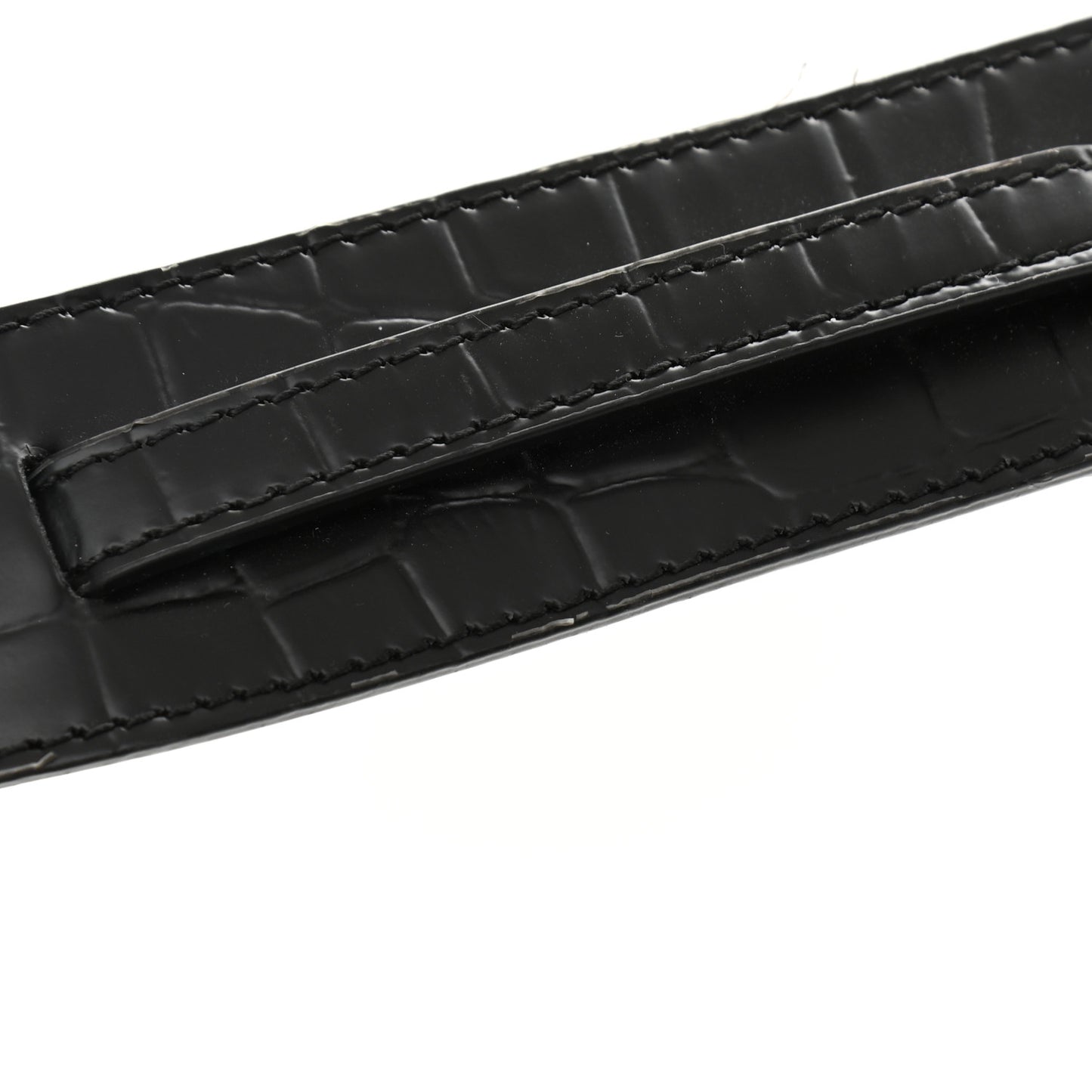 Semi Shiny Calfskin Crocodile Embossed Neo Classic Black Hardware Mini City Black