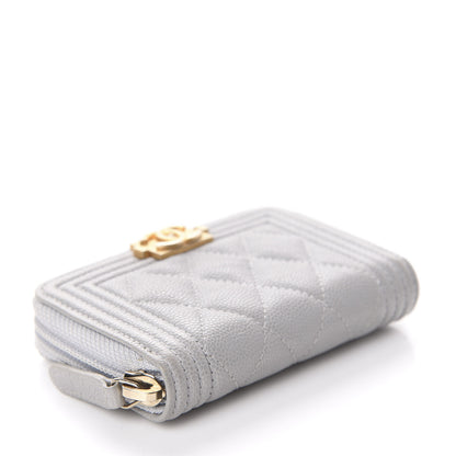 Chanel Caviar Quilted Boy Zip Around Coin Purse Wallet Grey 4 of 7