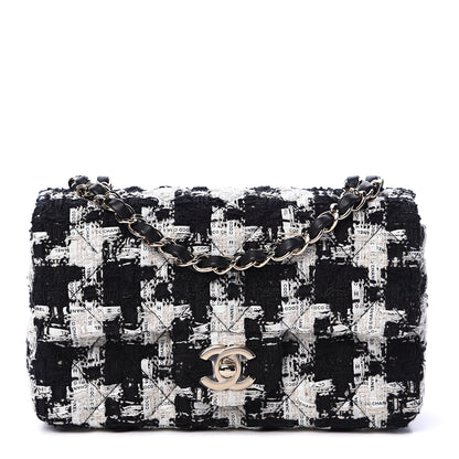 Chanel Tweed Quilted Mini Rectangular Flap Black Ecru White 1 of 11