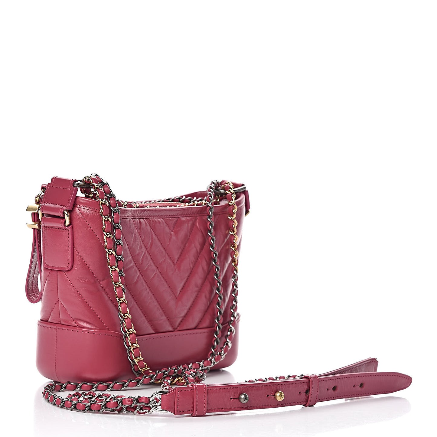 Aged Calfskin Chevron Quilted Small Gabrielle Hobo Dark Pink