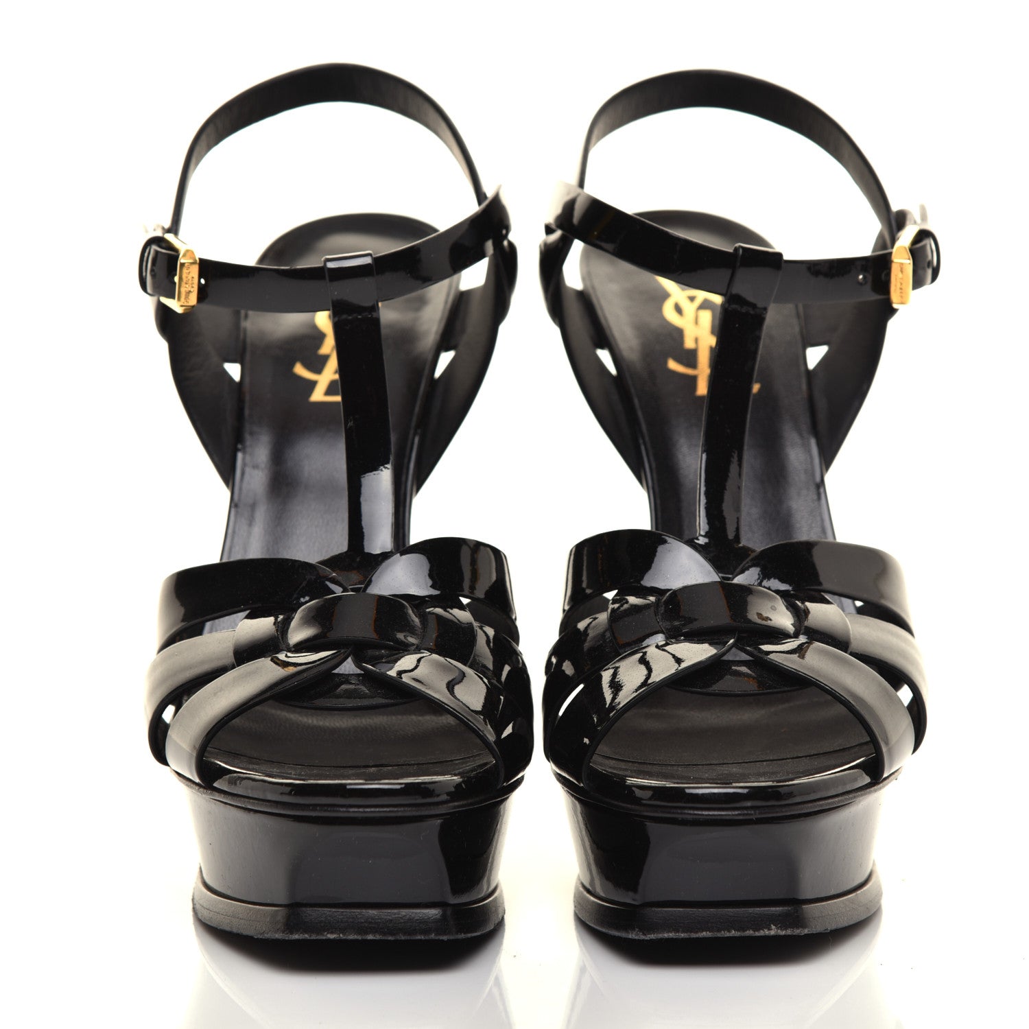 Saint Laurent Patent Tribute 105 Platform Sandals 37.5 Black 2 of 9