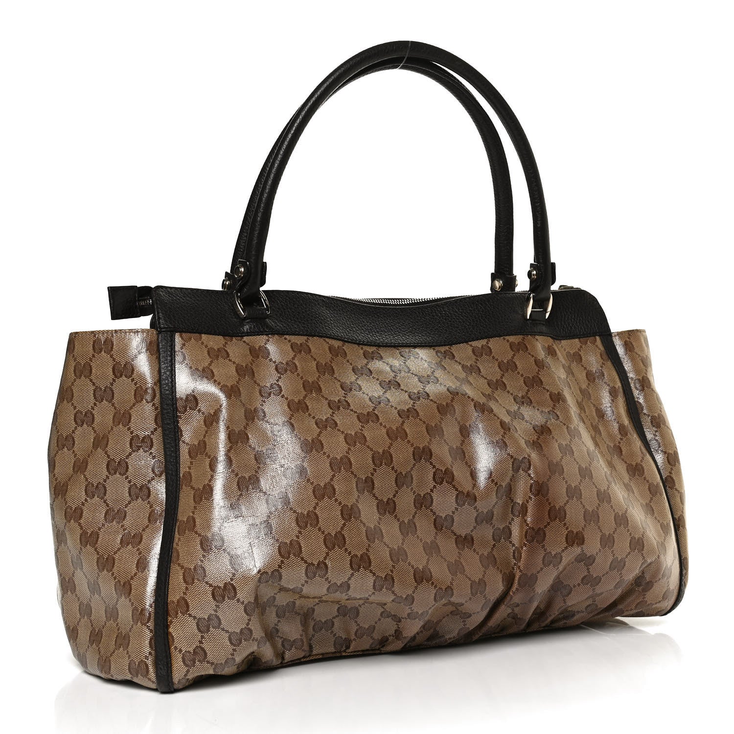 Gucci Crystal Monogram Large D Gold Ring Tote Dark Brown 3 of 14