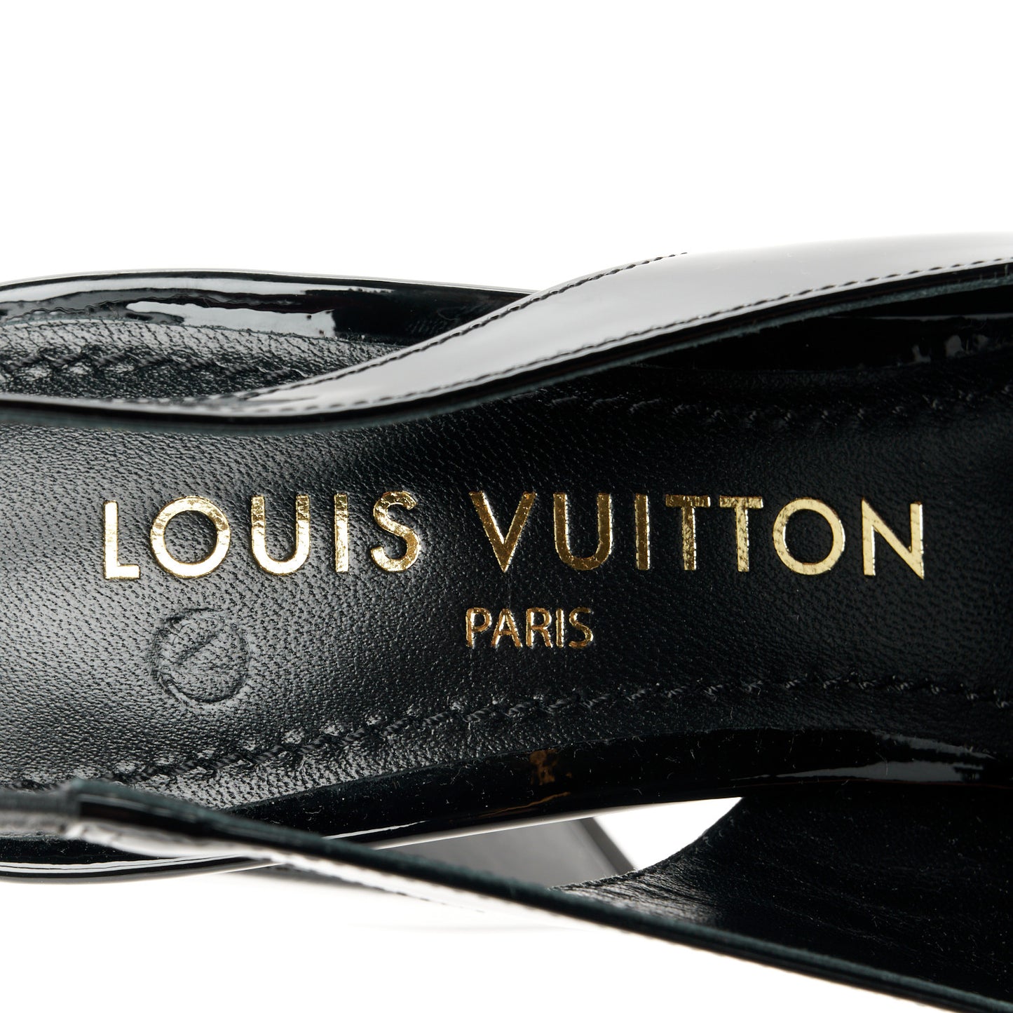 Patent Calfskin Shake Slingback Pumps 35.5 Black