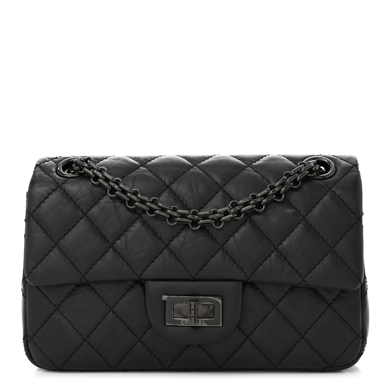 Chanel Aged Calfskin Quilted 2.55 Reissue Mini Flap So Black 1 of 10