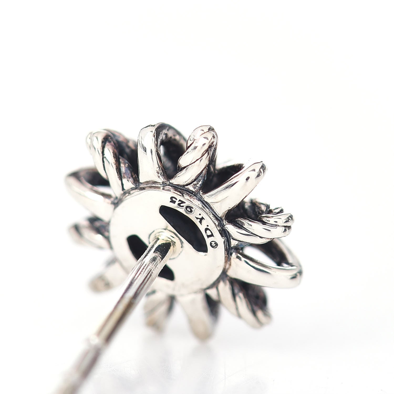 David Yurman Sterling Silver Diamond 10mm Starburst Earrings 4 of 4