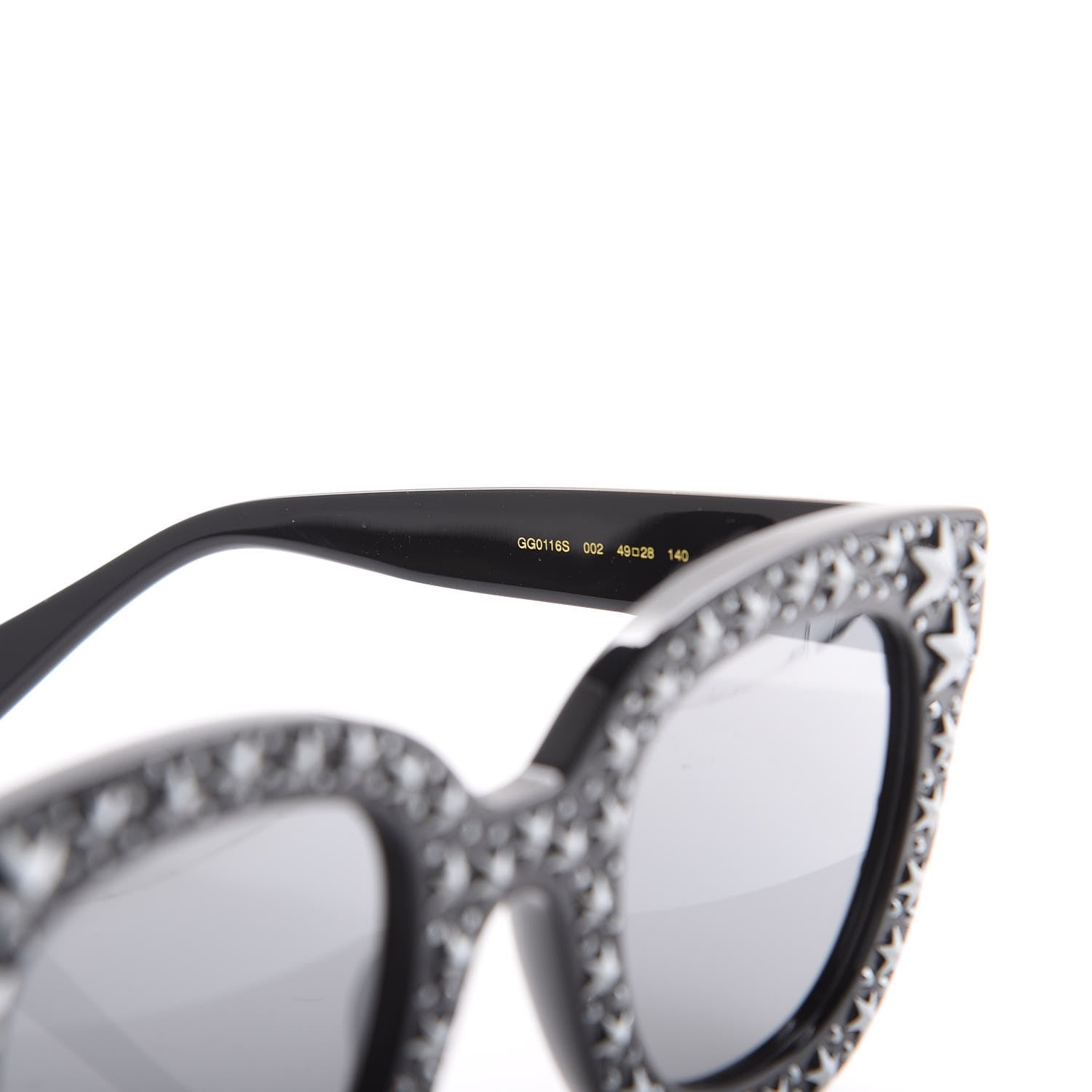 Gucci Acetate Stars Cat Eye Sunglasses GG0116S Black 6 of 7