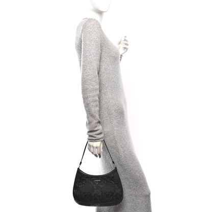 Prada Broccato Cleo Shoulder Bag Black 2 of 10