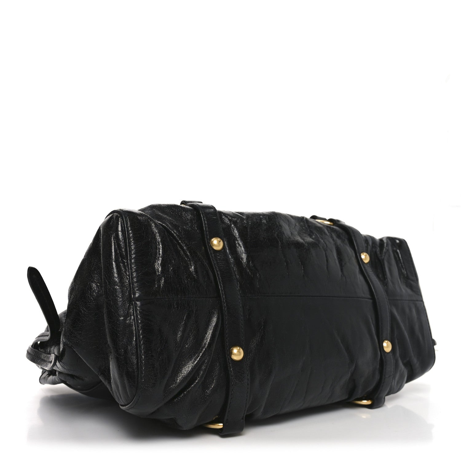 Miu Miu Vitello Lux Gathered Tote Black 1836950 – FASHIONPHILE