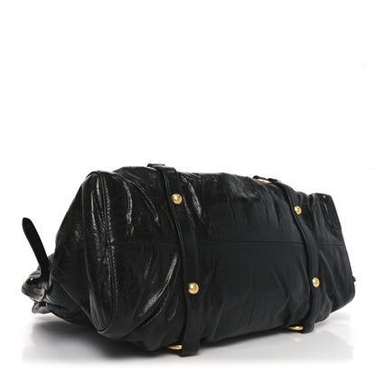 Miu Miu Vitello Lux Gathered Tote Black 4 of 9