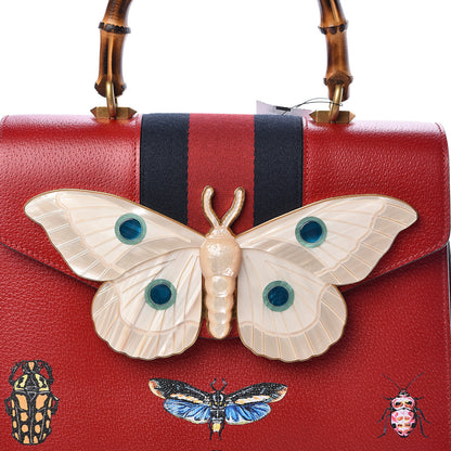 Gucci Calfskin Bamboo Web Medium Falena Moth Top Handle Bag Hibiscus Red 10 of 10