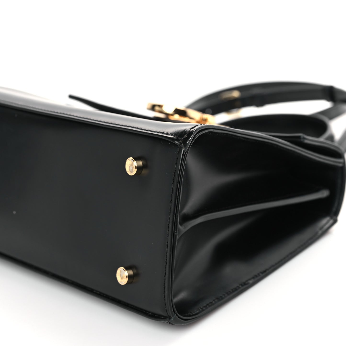 Brushed Off Calfskin Iconic Large Top Handle Bag Black