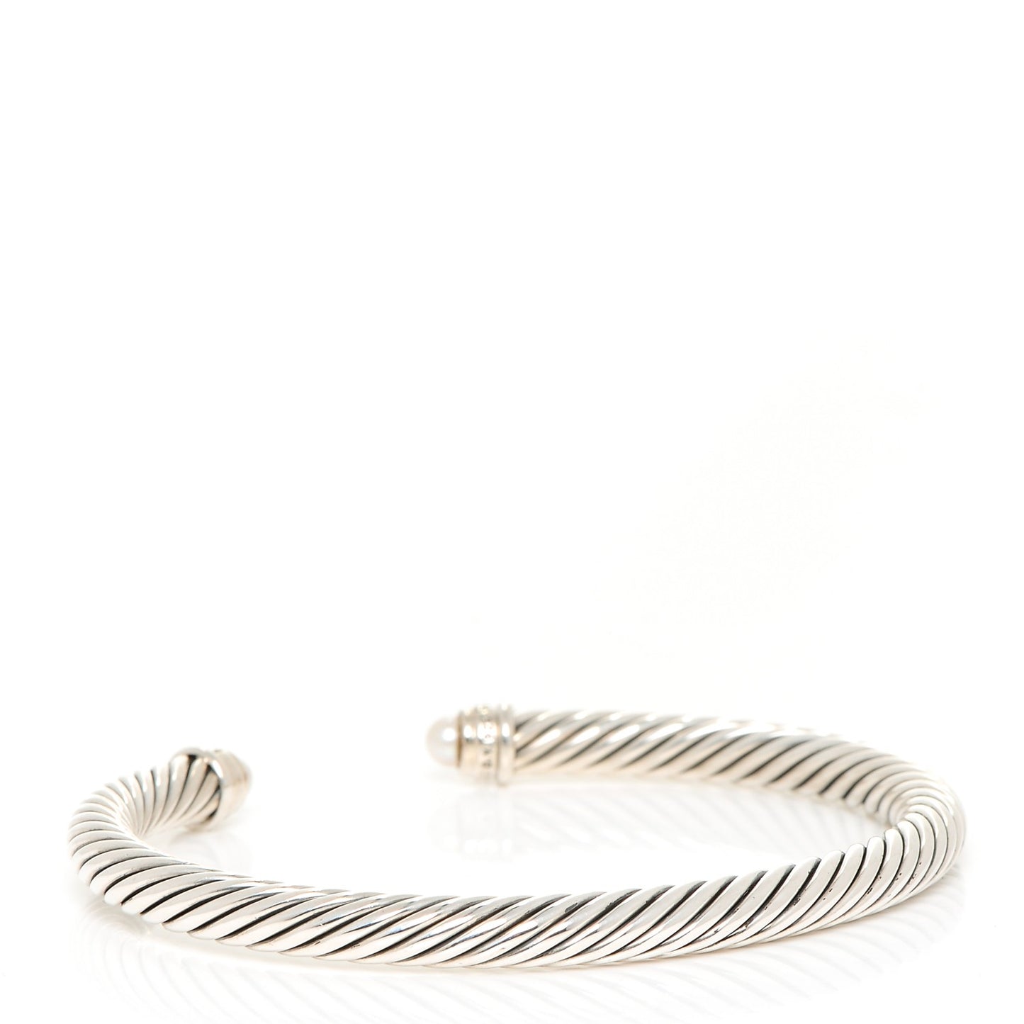 Sterling Silver Diamond Pearl 5mm Cable Classics Bracelet