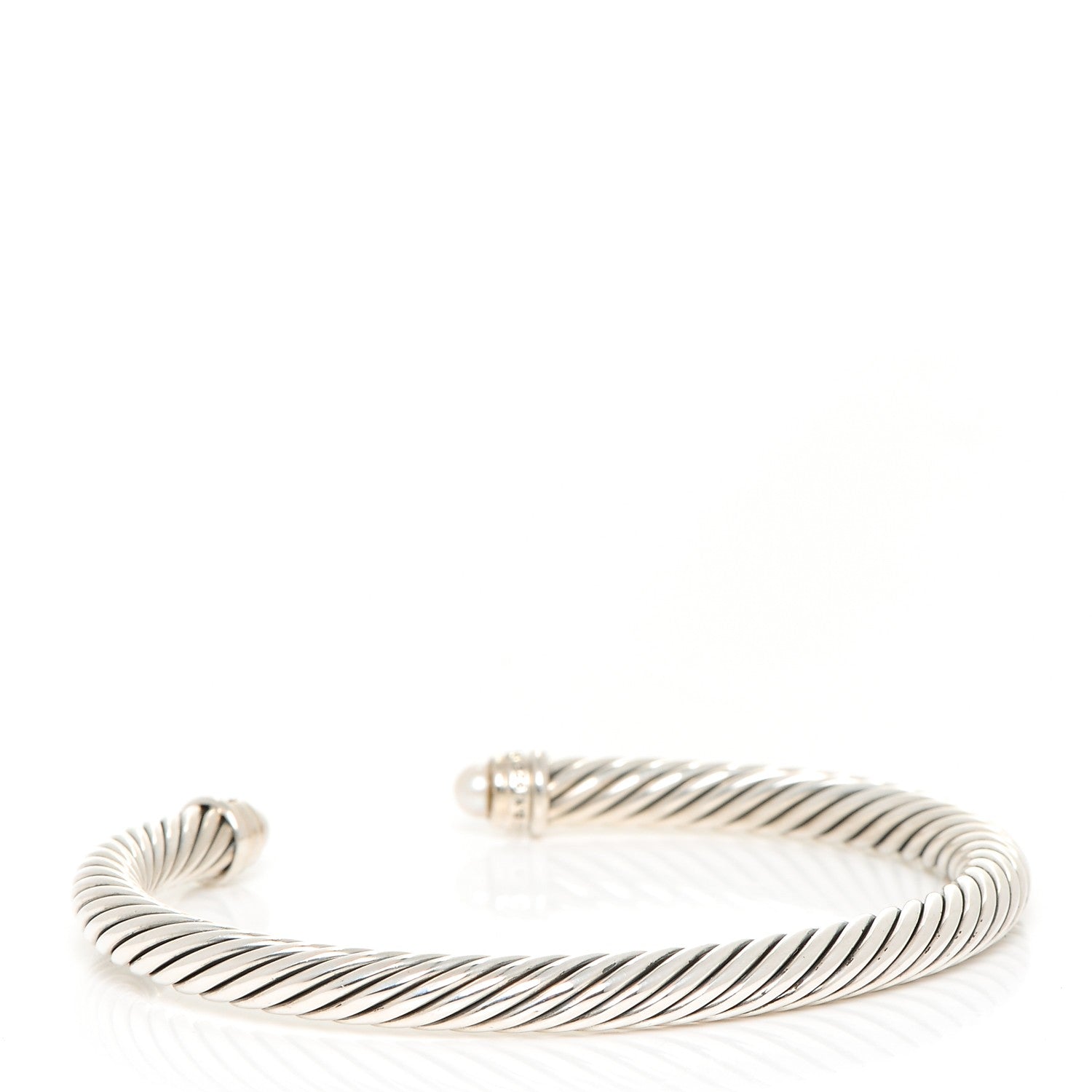 David Yurman Sterling Silver Diamond Pearl 5mm Cable Classics Bracelet 3 of 5