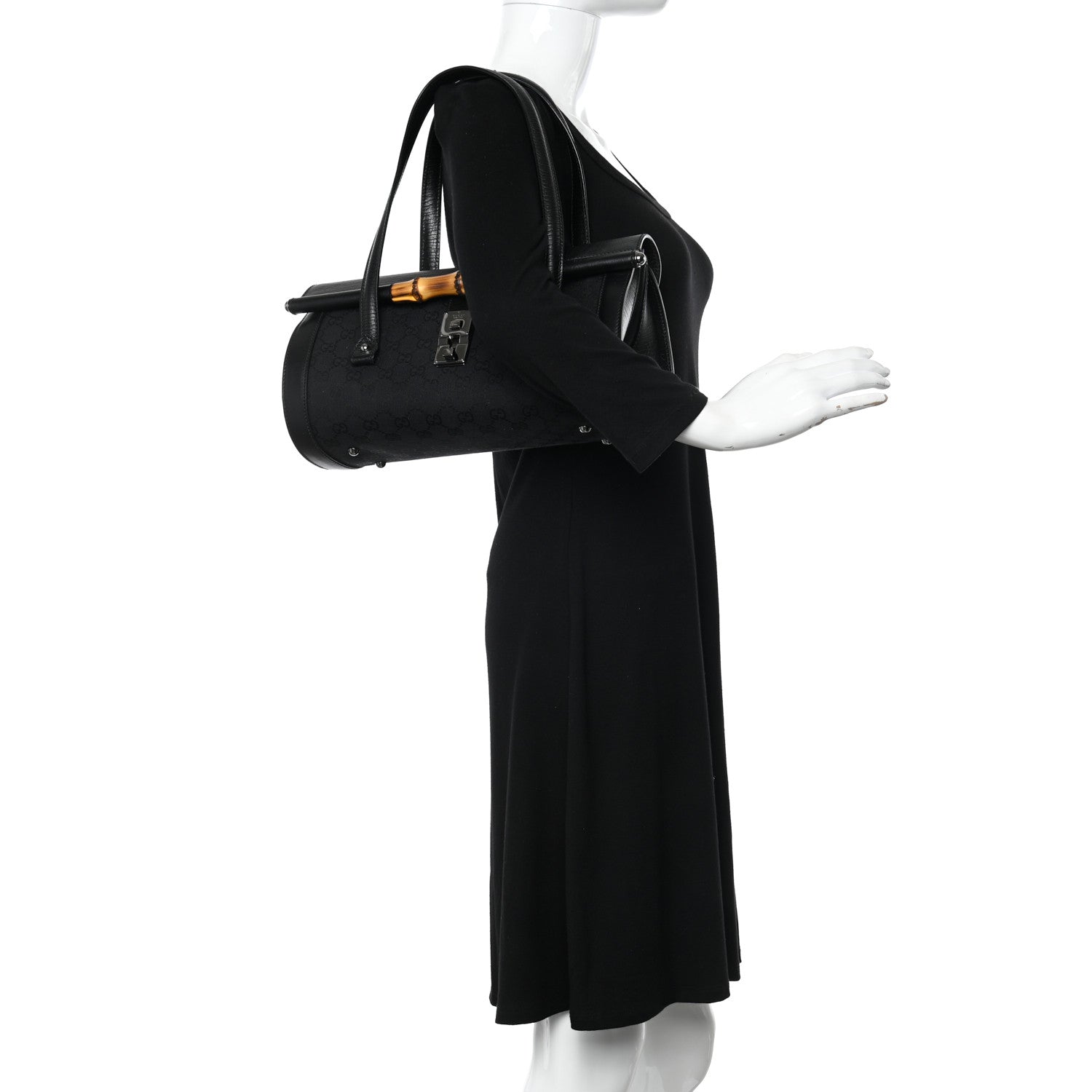 Gucci Monogram Bamboo Bullet Bag Black 2 of 10