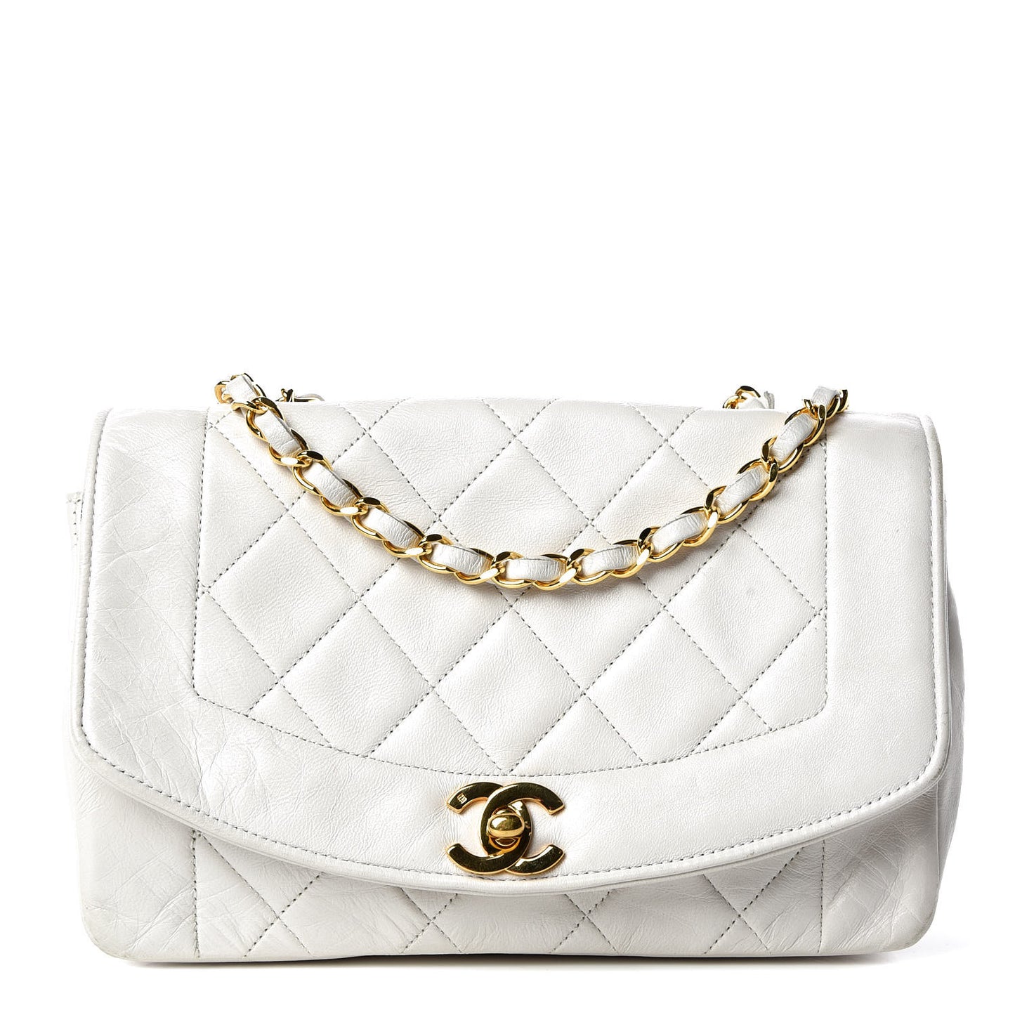 Lambskin Quilted Small Single Flap White