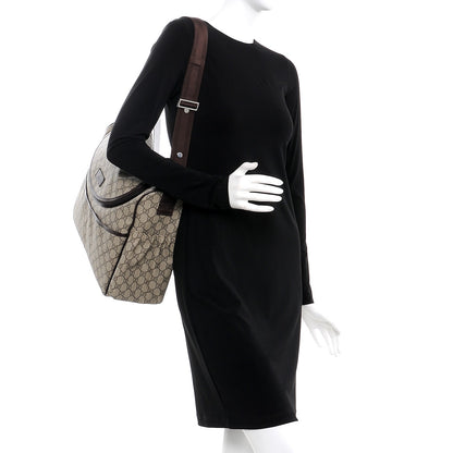 Gucci GG Supreme Monogram Selleria Calfskin Large Diaper Bag Beige Ebony Cocoa Dark Chocolate 2 of 8