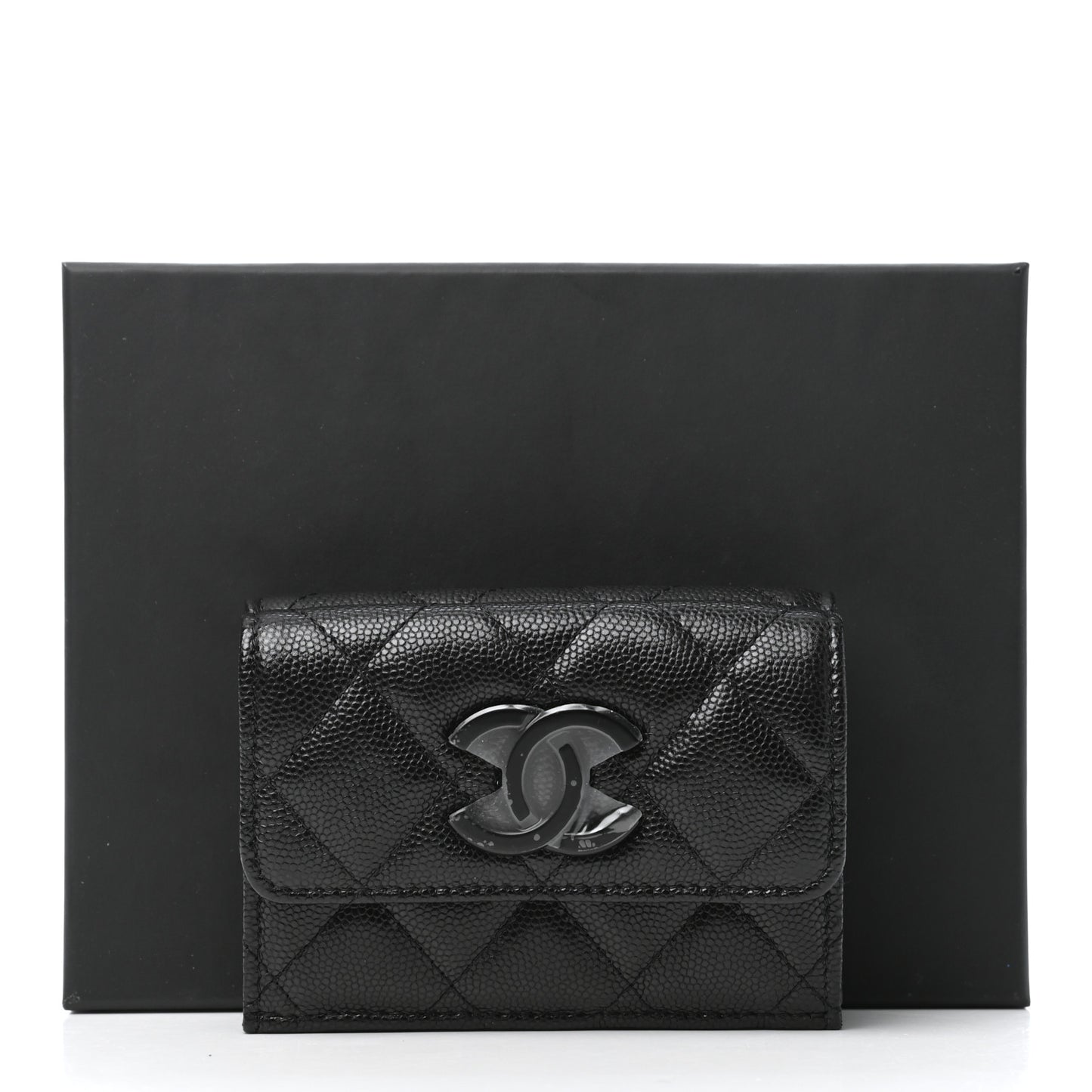 Caviar Quilted My Everything Small Flap Wallet Black