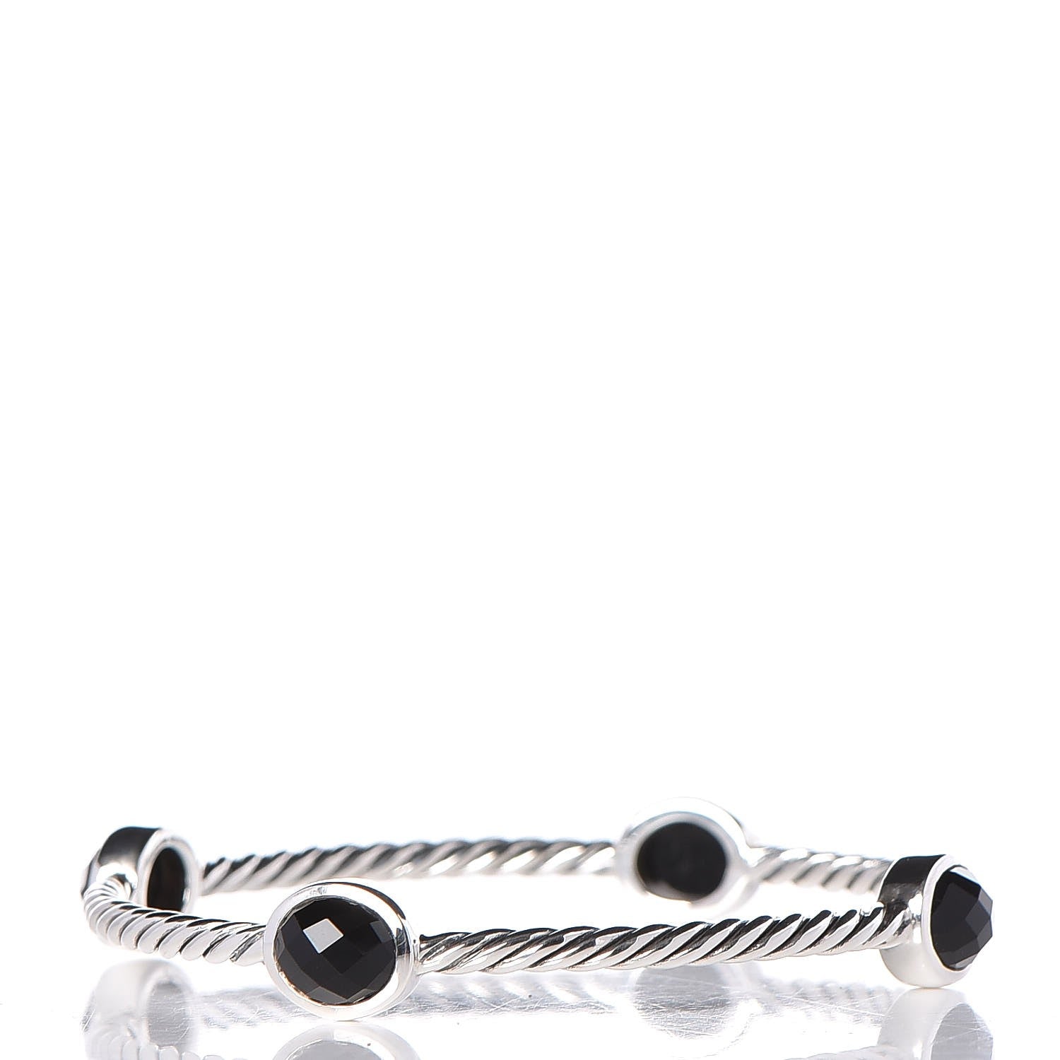 David Yurman Sterling Silver Black Onyx 3mm Color Classics Four Station Bangle Bracelet 3 of 4