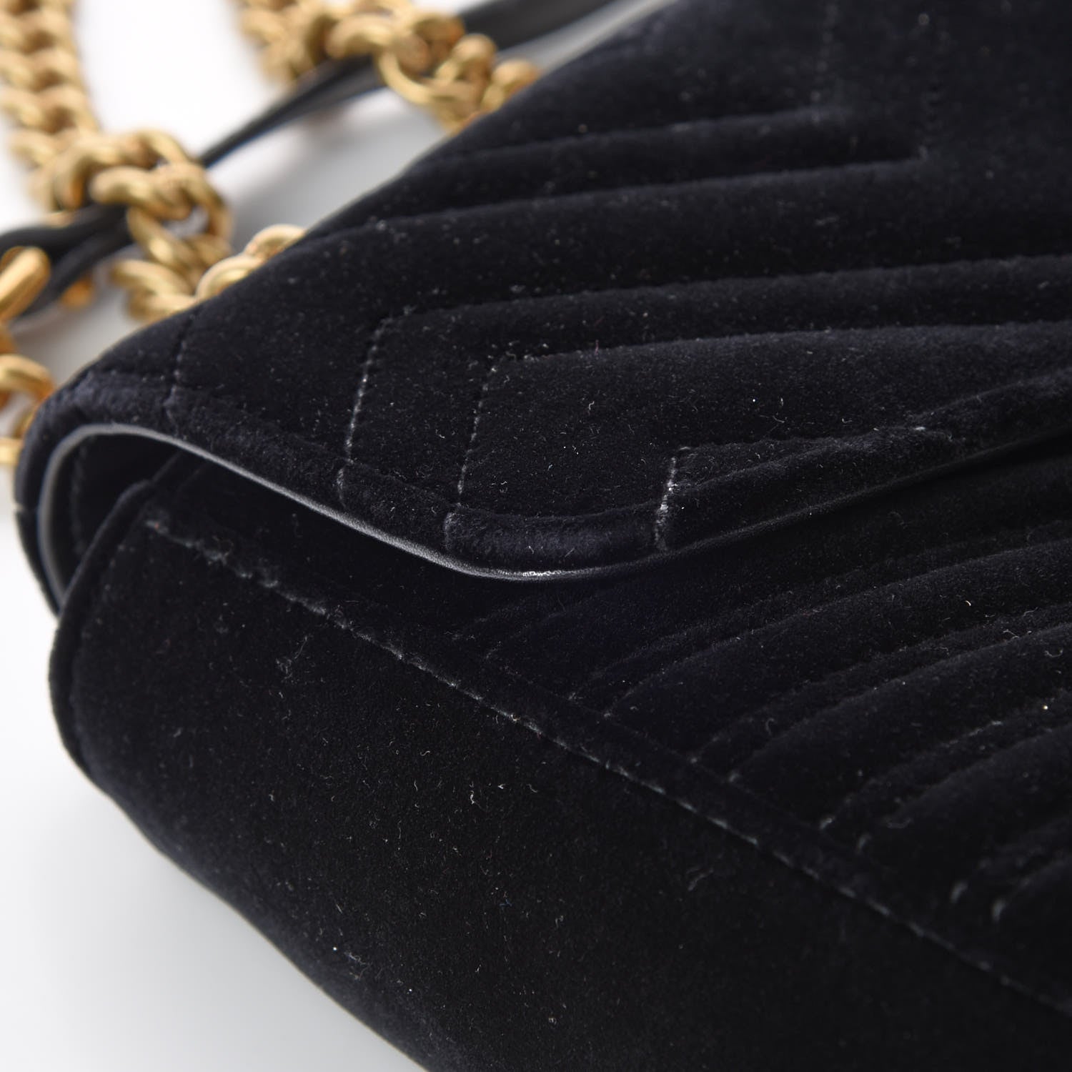 Gucci Velvet Matelasse Medium GG Marmont Shoulder Bag Black 12 of 12
