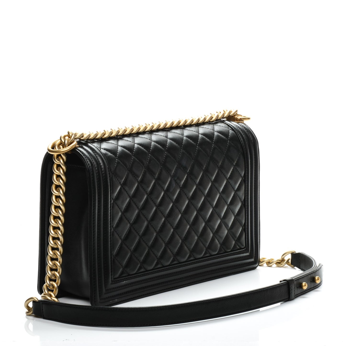 Lambskin Quilted New Medium Boy Flap Black
