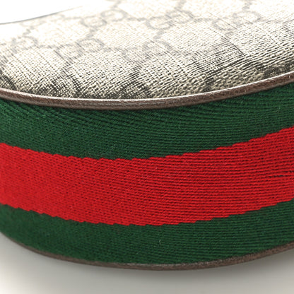 Gucci GG Supreme Monogram Textured Calfskin Web Mini Ophidia Half Moon Hobo Beige Ebony New Acero 9 of 10